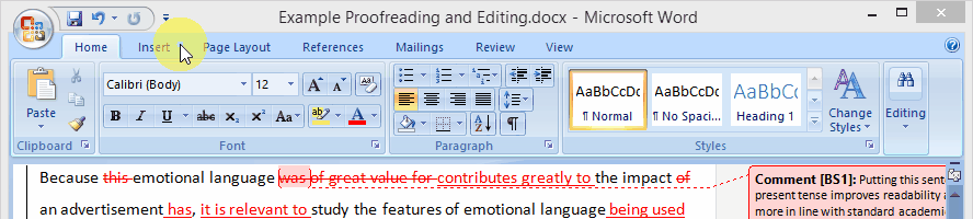 Clicca per ingrandire Riquadro delle revisioni Word 2007