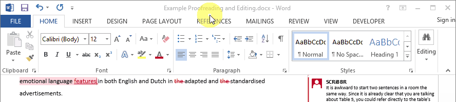 Clicca per ingrandire Riquadro delle revisioni Word 2013