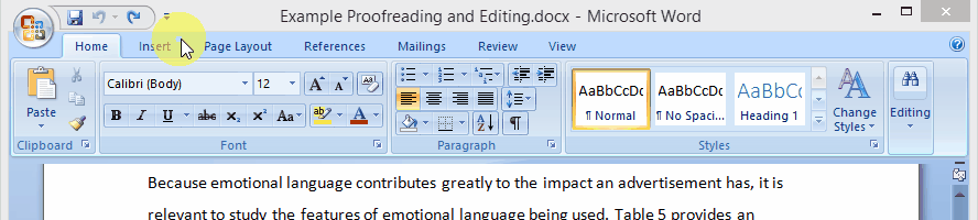 Clicca per ingrandire Show the editor's changes Word 2007