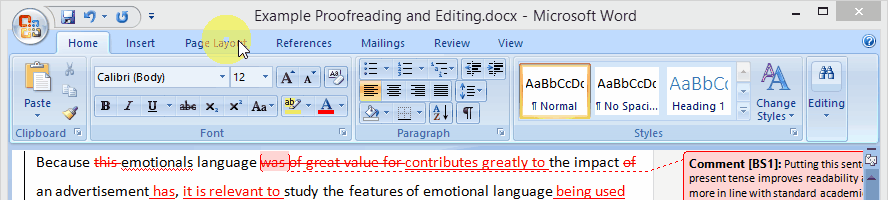Clicca per ingrandire Controllo ortografia e grammatica Word 2007