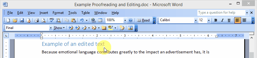 Show the editor's changes Word 2003