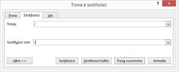 Trova e sostituisci